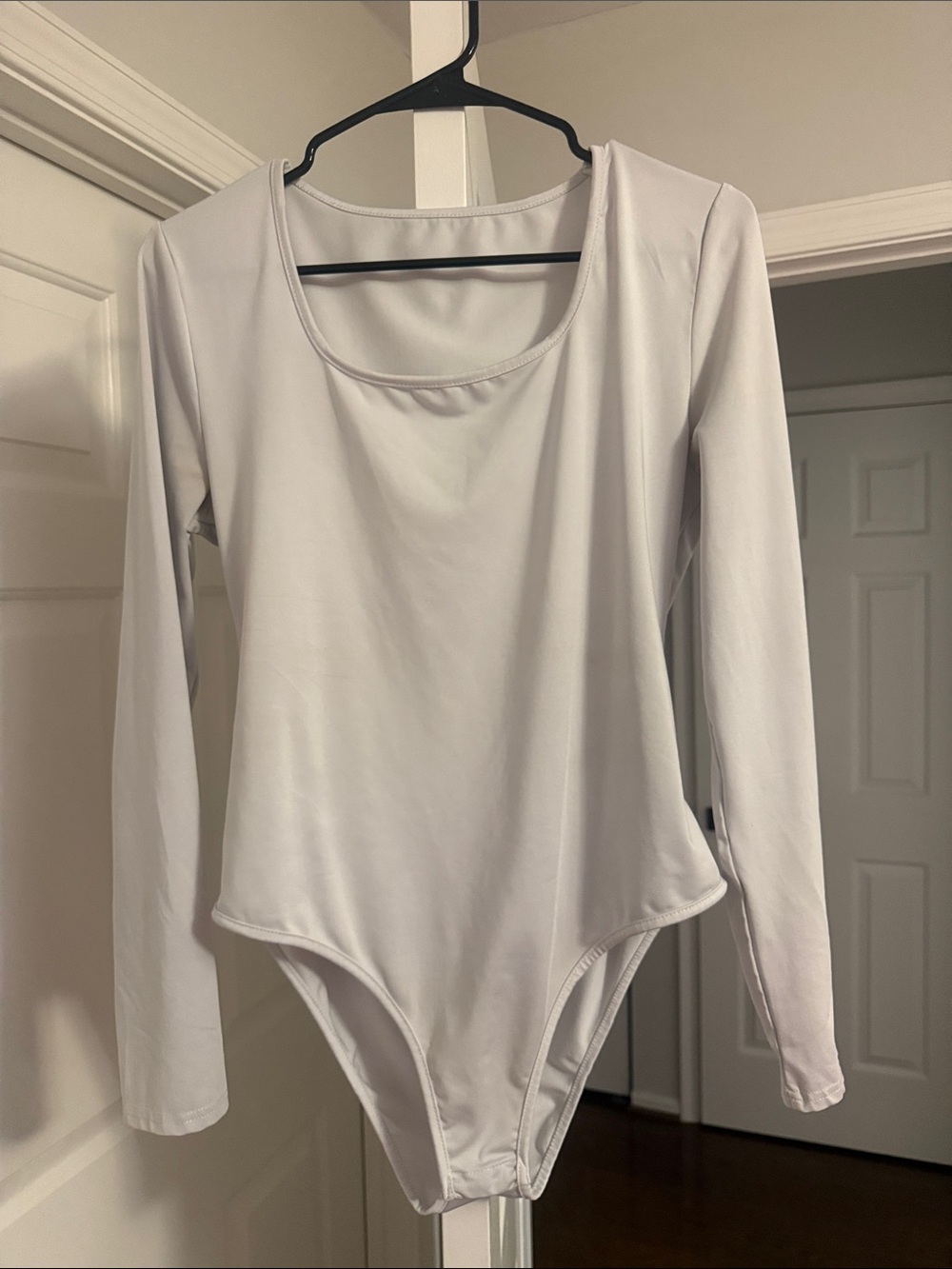 Long Sleeve White Bodysuit for Women - Classic Scoop Neck